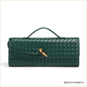 Woven PU Leather Evening Clutch with Adjustable Shoulder Strap